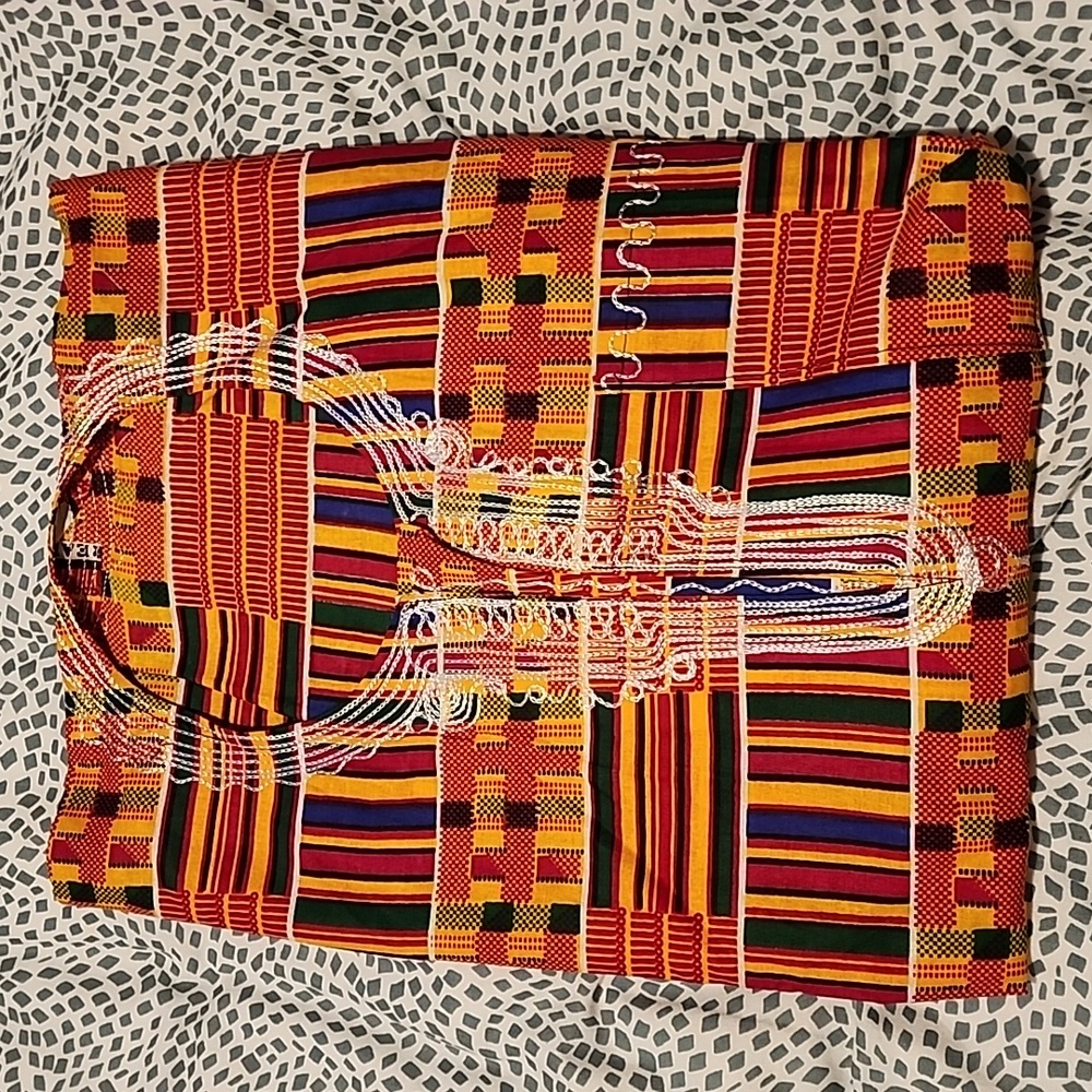 African Print Men's Embroidered Tunic